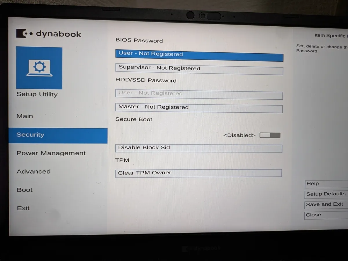 Secure Bootをオフにする